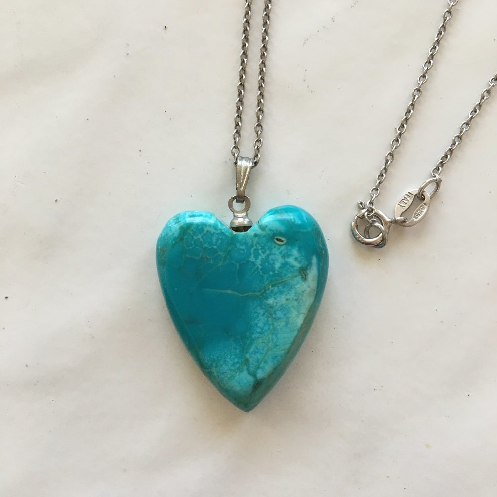 Turquoise heart necklace with .925 silver chain